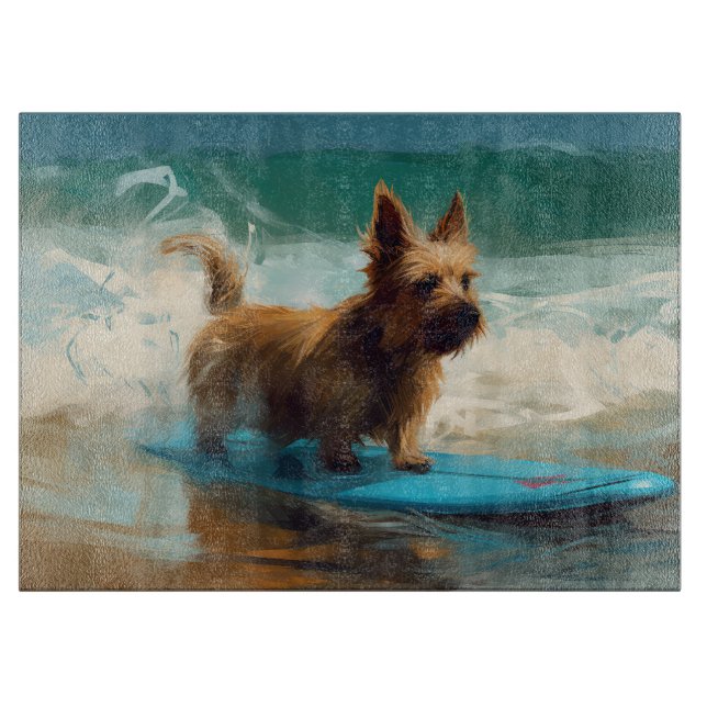 Australian Terrier Beach Surfing Painting (Framsidan)