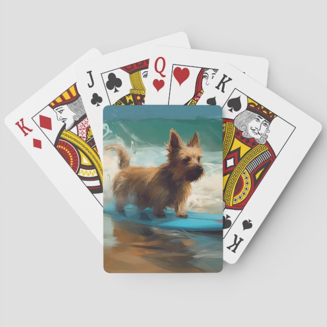 Australian Terrier Beach Surfing Painting Casinokort (Baksidan)