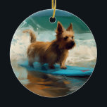 Australian Terrier Beach Surfing Painting Julgransprydnad Keramik<br><div class="desc">Lägg dig i den lekande världen i hund äventyr med den här fängslande målningen. En andlig hund tar sig till vågar och kör skickligt surfan på en strand som kysstes av sol. Den sjudande konsten fångar på ett vackert sätt kärnan i den upphetsning som finns vid sidan av när hund...</div>