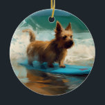 Australian Terrier Beach Surfing Painting Julgransprydnad Keramik<br><div class="desc">Lägg dig i den lekande världen i hund äventyr med den här fängslande målningen. En andlig hund tar sig till vågar och kör skickligt surfan på en strand som kysstes av sol. Den sjudande konsten fångar på ett vackert sätt kärnan i den upphetsning som finns vid sidan av när hund...</div>