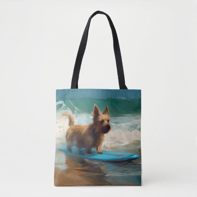 Australian Terrier Beach Surfing Painting Tygkasse (Framsida)