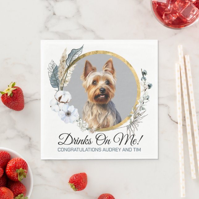 Australian Terrier Bröllop Napkins with Hundar Pho Pappersservett (Insitu)