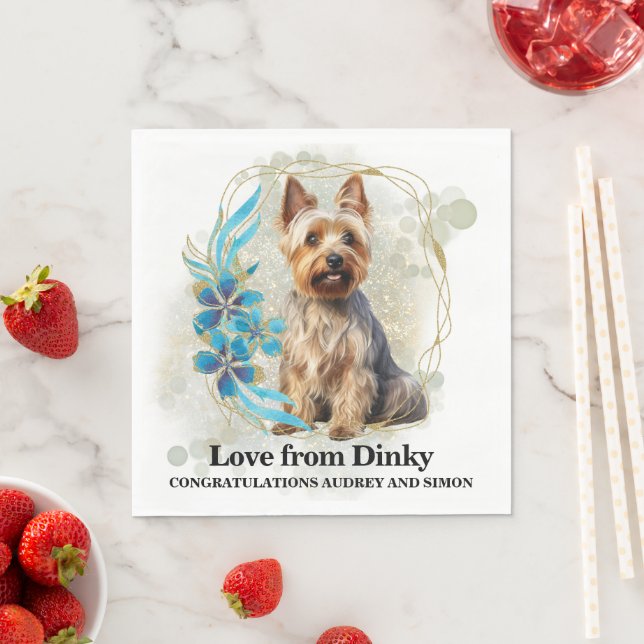 Australian Terrier Bröllop Napkins with Hundar Pho Pappersservett (Insitu)