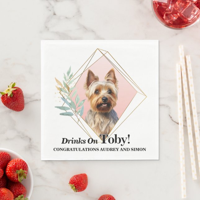 Australian Terrier Bröllop Napkins with Hundar Pho Pappersservett (Insitu)