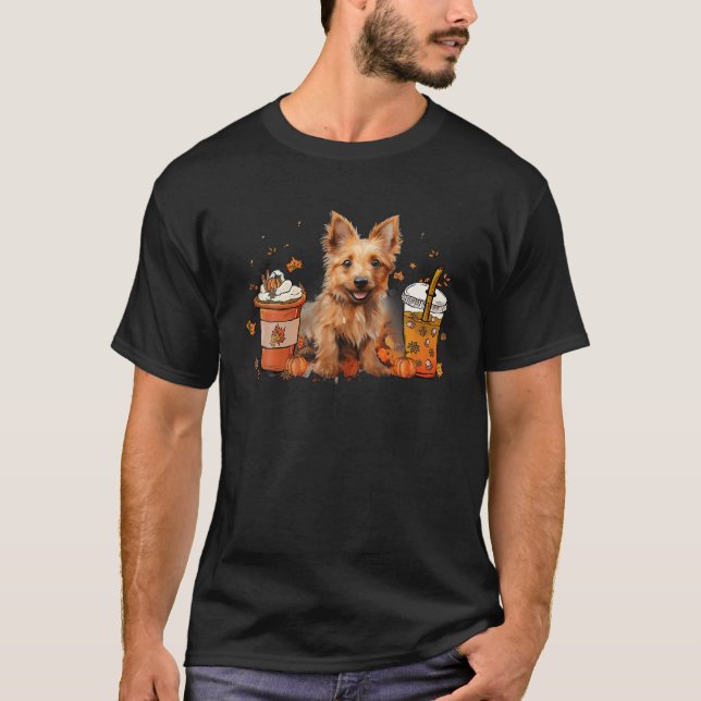 Australian Terrier Coffee Warm Mysigt höst T Shirt (Framsida)