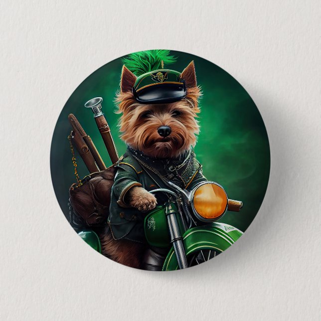 Australian Terrier Cycle St. Patrick's Day Knapp (Framsida)