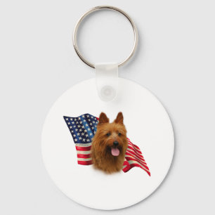 Australian Terrier Flagga Nyckelring