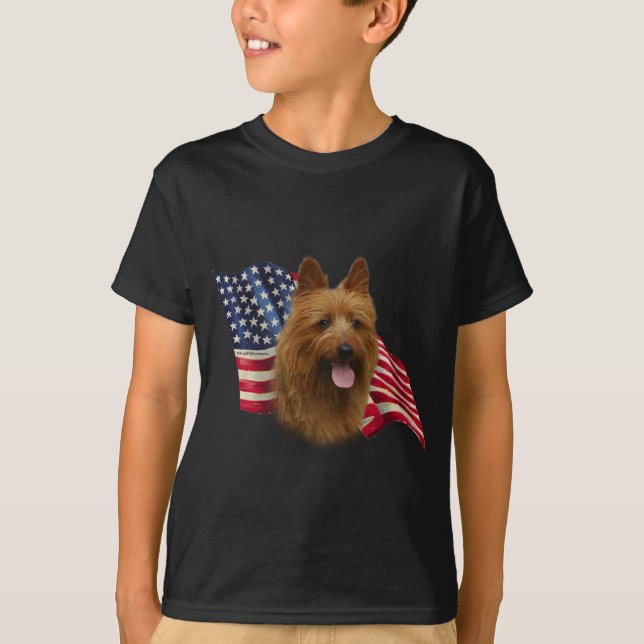 Australian Terrier Flagga T Shirt (Framsida)