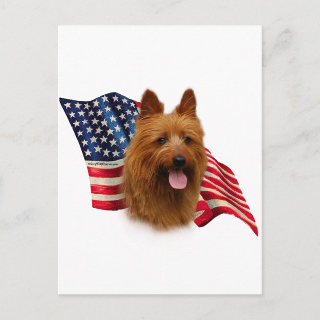 Australian Terrier Flagga Vykort (Framsida)