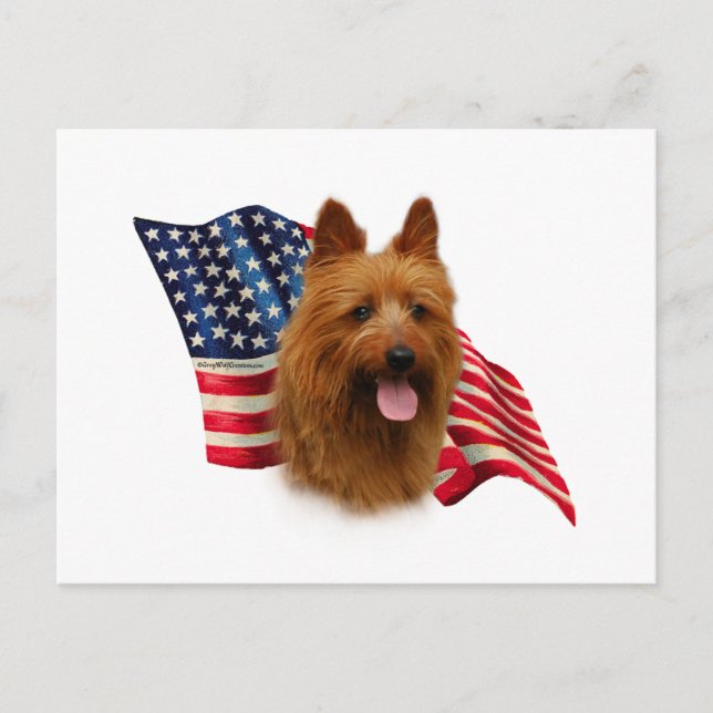 Australian Terrier Flagga Vykort (Framsida)