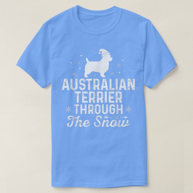 Australian Terrier genom snö Funny Christma T Shirt (Design framsida)