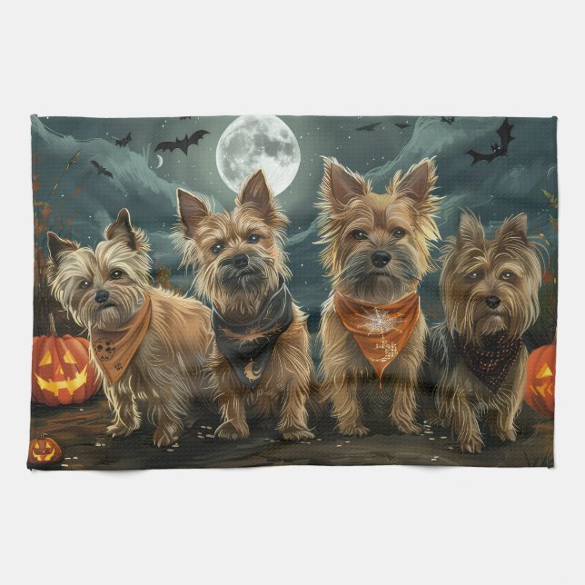 Australian Terrier Halloween Spooky Kökshandduk (Horisontell)