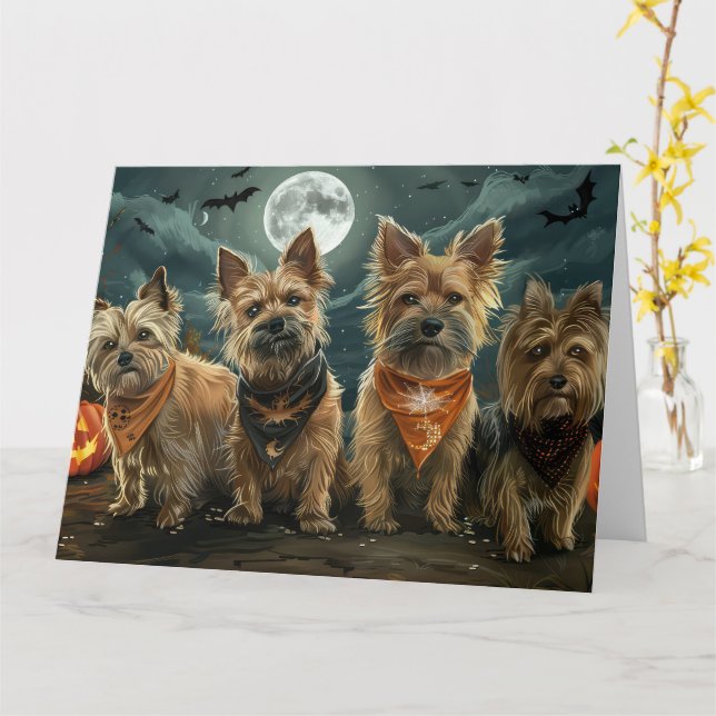 Australian Terrier Halloween Spooky Kort (Gul blomma)