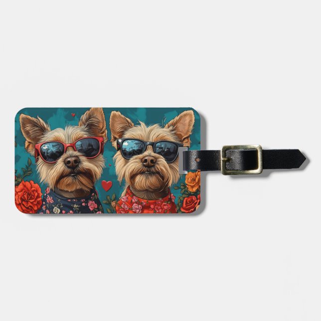 Australian Terrier Hjärtrosar Alla hjärtans dag Bagagebricka (Horisontell Framsida)
