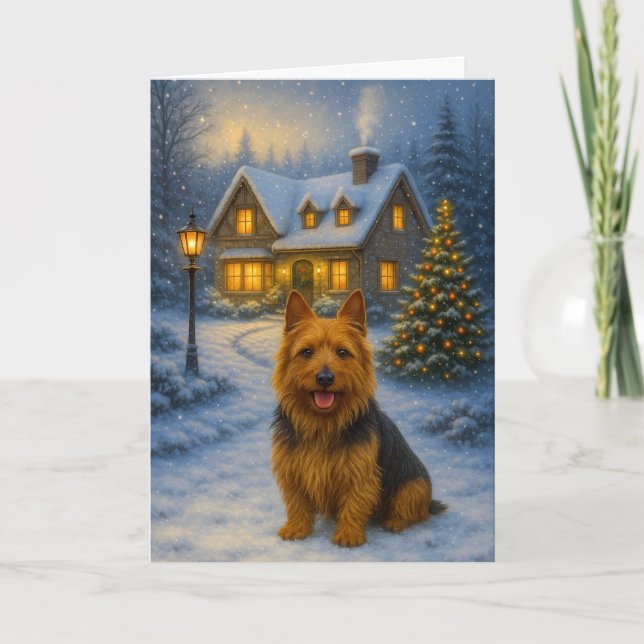 Australian Terrier Holiday Card Helgkort (Framsida)
