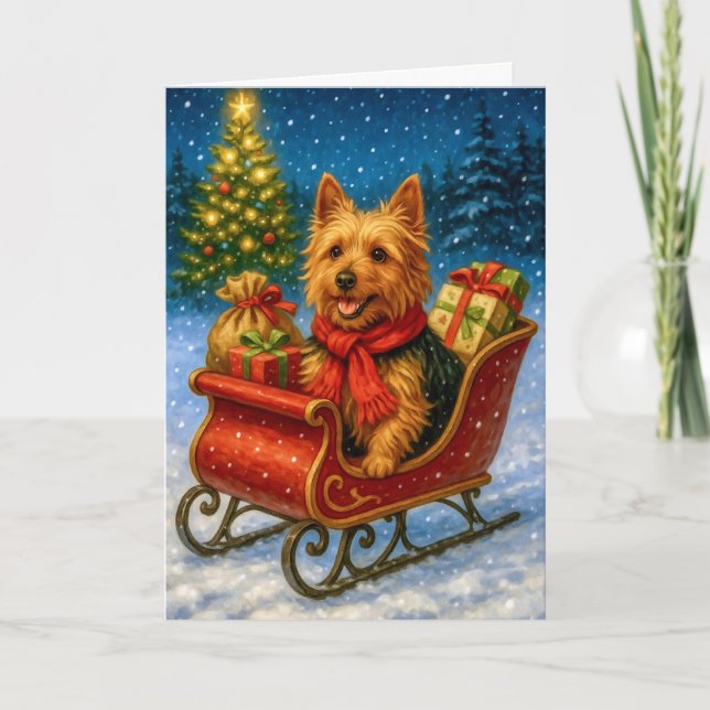 Australian Terrier Holiday Card Helgkort (Framsida)
