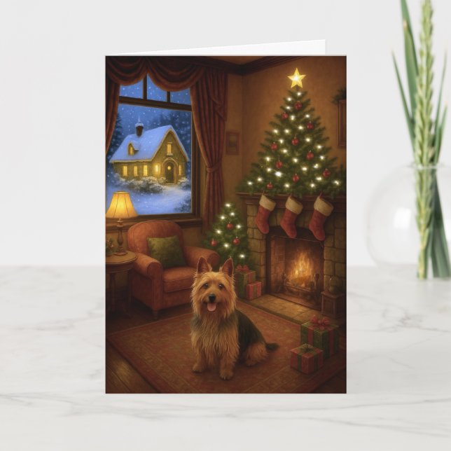 Australian Terrier Holiday Card Helgkort (Framsida)