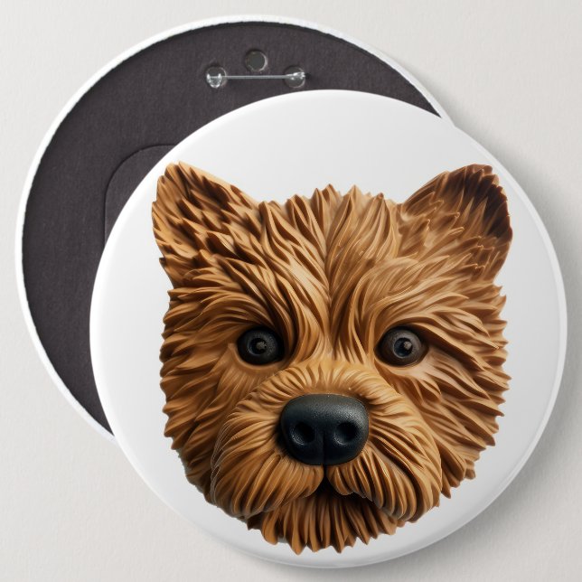 Australian Terrier Hund 3D Inspired Knapp (Framsida & baksida)
