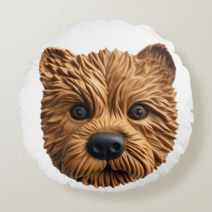 Australian Terrier Hund 3D Inspired Rund Kudde