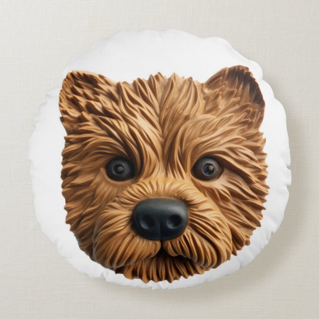Australian Terrier Hund 3D Inspired Rund Kudde (Framsidan)