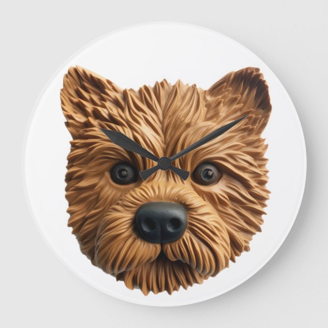 Australian Terrier Hund 3D Inspirerad Stor Klocka (Framsida)