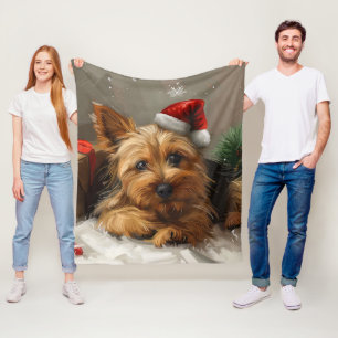 Australian Terrier Hund jul Festive Fleecefilt