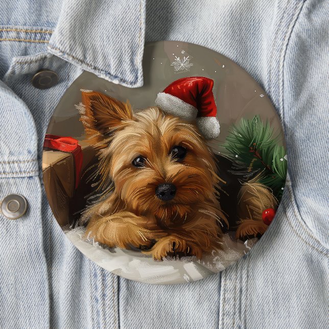 Australian Terrier Hund jul Festive Knapp (In Situ)