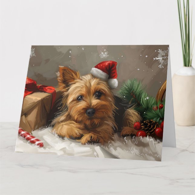 Australian Terrier Hund jul Festive Kort (Framsida)