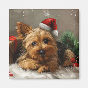 Australian Terrier Hund jul Festive Magnet