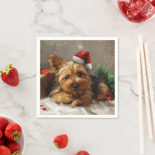Australian Terrier Hund Jul Festlig Pappersservett (Insitu)