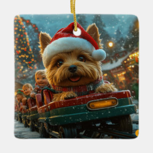 Australian Terrier Hund Roller Underlägg jul Julgransprydnad Keramik