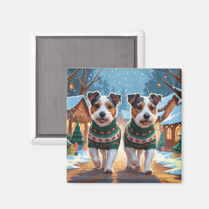 Australian Terrier Hundar Jul Snö Holiday Magnet