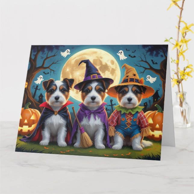 Australian Terrier Hundar Pumpkin Halloween Funny Kort (Gul blomma)