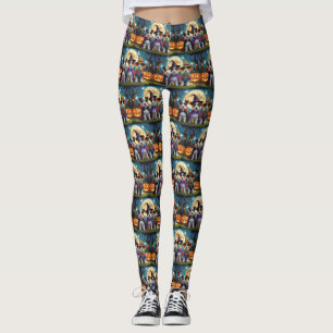 Australian Terrier Hundar Pumpkin Halloween Funny Leggings