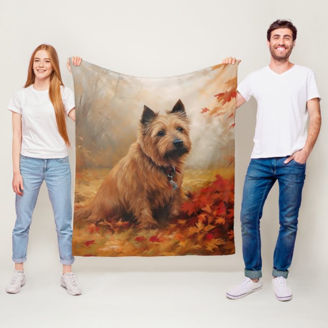 Australian Terrier i Höst löv Fall Inspire Fleecefilt (På plats)