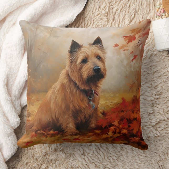 Australian Terrier i höstlöv Fall Inspire Kudde (Filt)