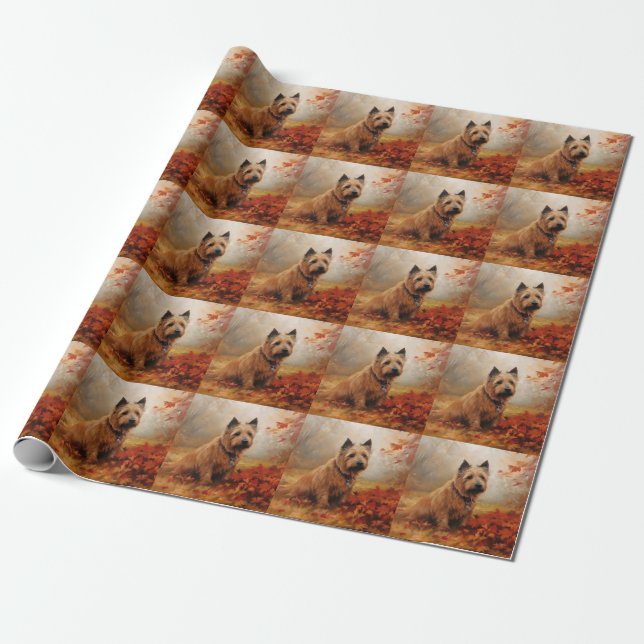 Australian Terrier i höstlöv Fall Inspire Presentpapper (Utrullad)