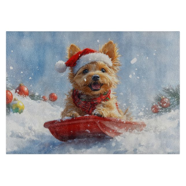 Australian Terrier i släde 'Låt det snöa' jul (Framsidan)