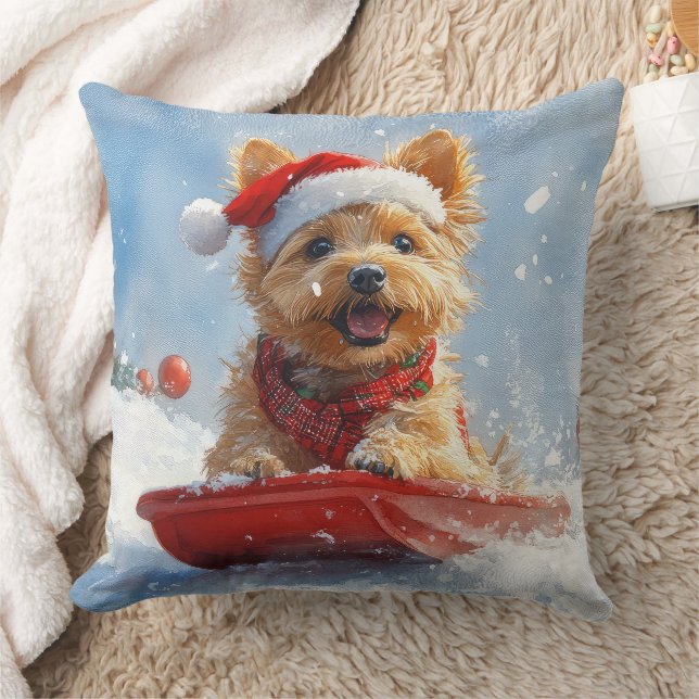 Australian Terrier i släde 'Låt det snöa' jul Kudde (Filt)
