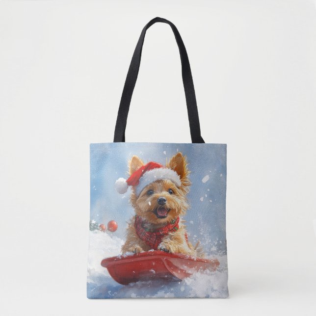 Australian Terrier i släde 'Låt det snöa' jul Tygkasse (Framsida)