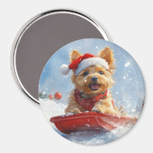 Australian Terrier i Sledge Låt det snöa jul Magnet