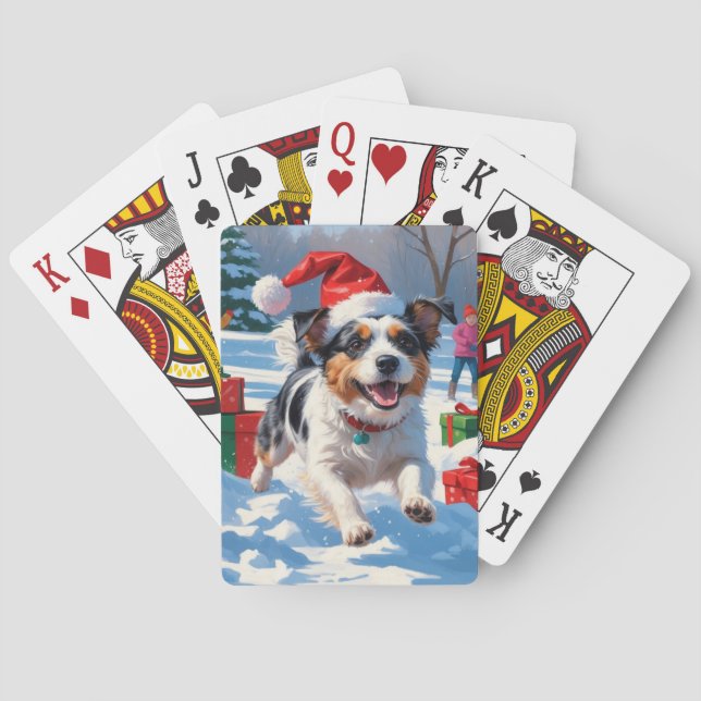 Australian Terrier Jul Festive Snö Scene Casinokort (Baksidan)