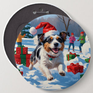 Australian Terrier Jul Festive Snö Scene Knapp
