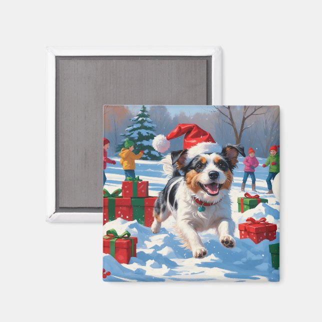 Australian Terrier Jul Festive Snö Scene Magnet (Front/Back)