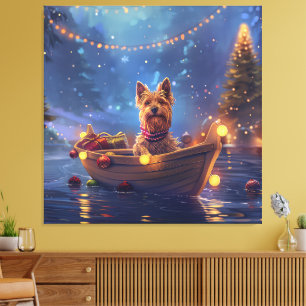 Australian Terrier jul Festive Voyage Canvastryck
