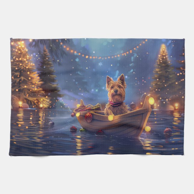 Australian Terrier jul Festive Voyage Kökshandduk (Horisontell)