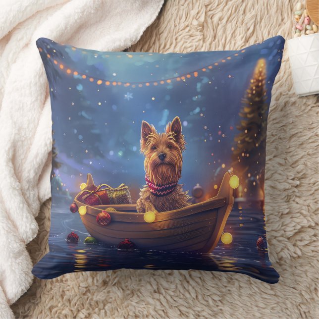 Australian Terrier jul Festive Voyage Kudde (Filt)