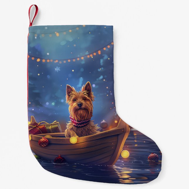 Australian Terrier jul Festive Voyage Liten Julstrumpa (Framsidan)