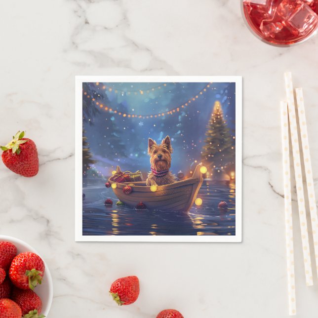 Australian Terrier jul Festive Voyage Pappersservett (Insitu)
