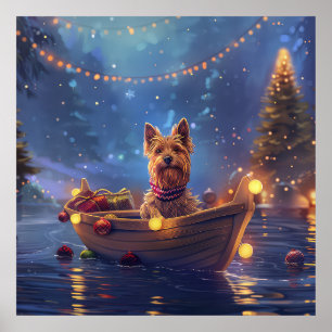 Australian Terrier jul Festive Voyage Poster